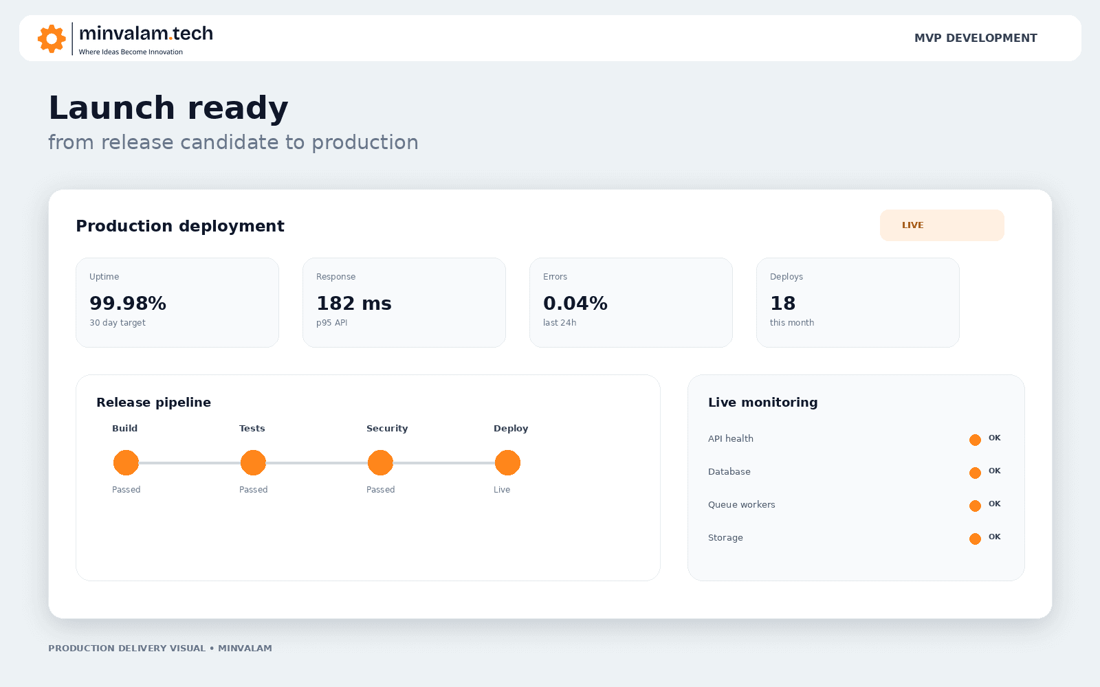 MVP product launch and analytics interface