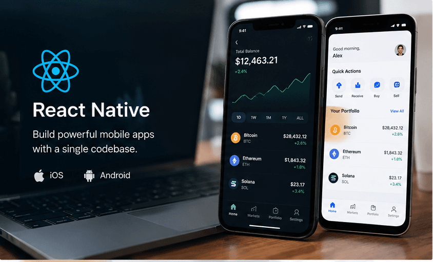React Native mobile application interface for iOS and Android