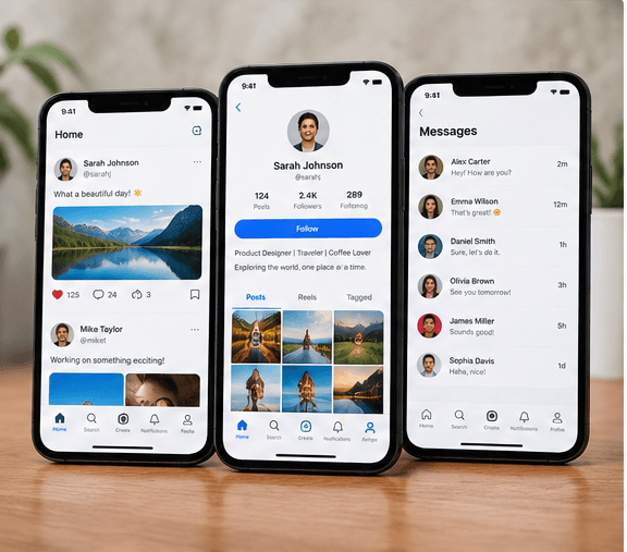 Production React Native application interface and mobile UI